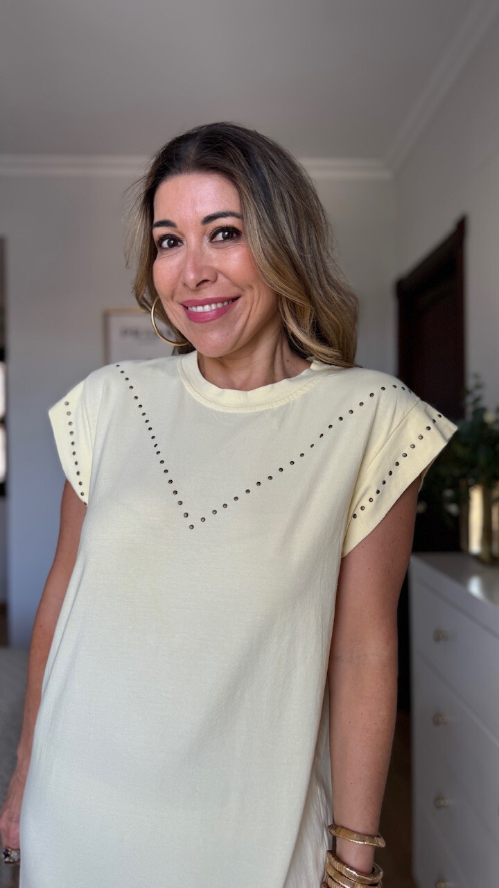Vestido Mariela Tachas Amarillo - Imagen 7