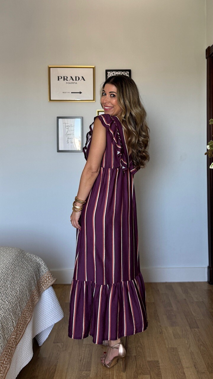 Vestido Elvira Rayas Berenjena - Imagen 9