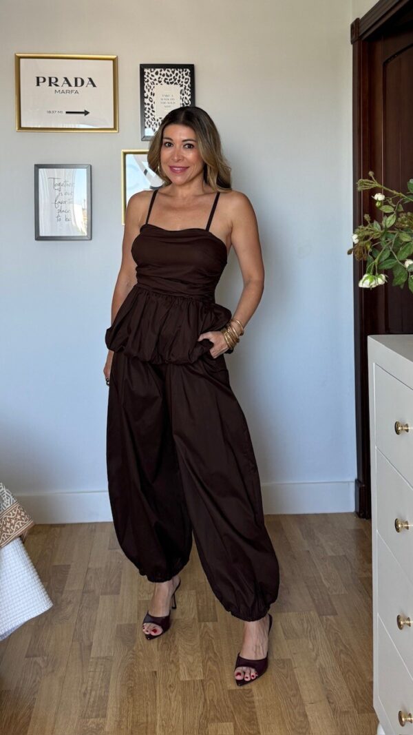 Conjunto Peplum Marrón