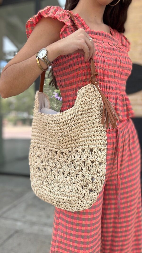 Bolso Bandolera Rafia Natural