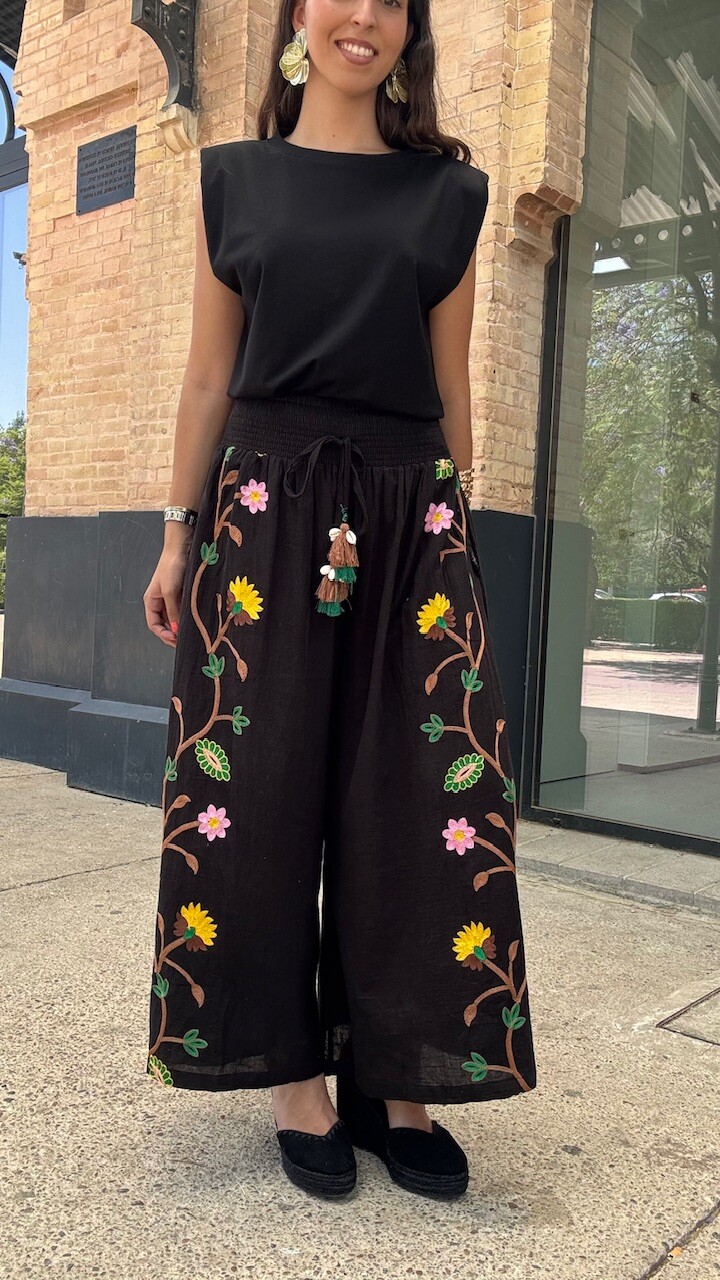 Pantalón Mirta Bordado Negro - Imagen 3