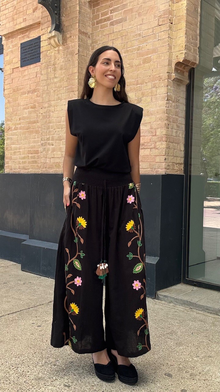 Pantalón Mirta Bordado Negro - Imagen 2