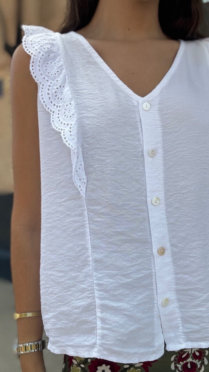 Blusa Detalle Bordado Blanca - Imagen 3