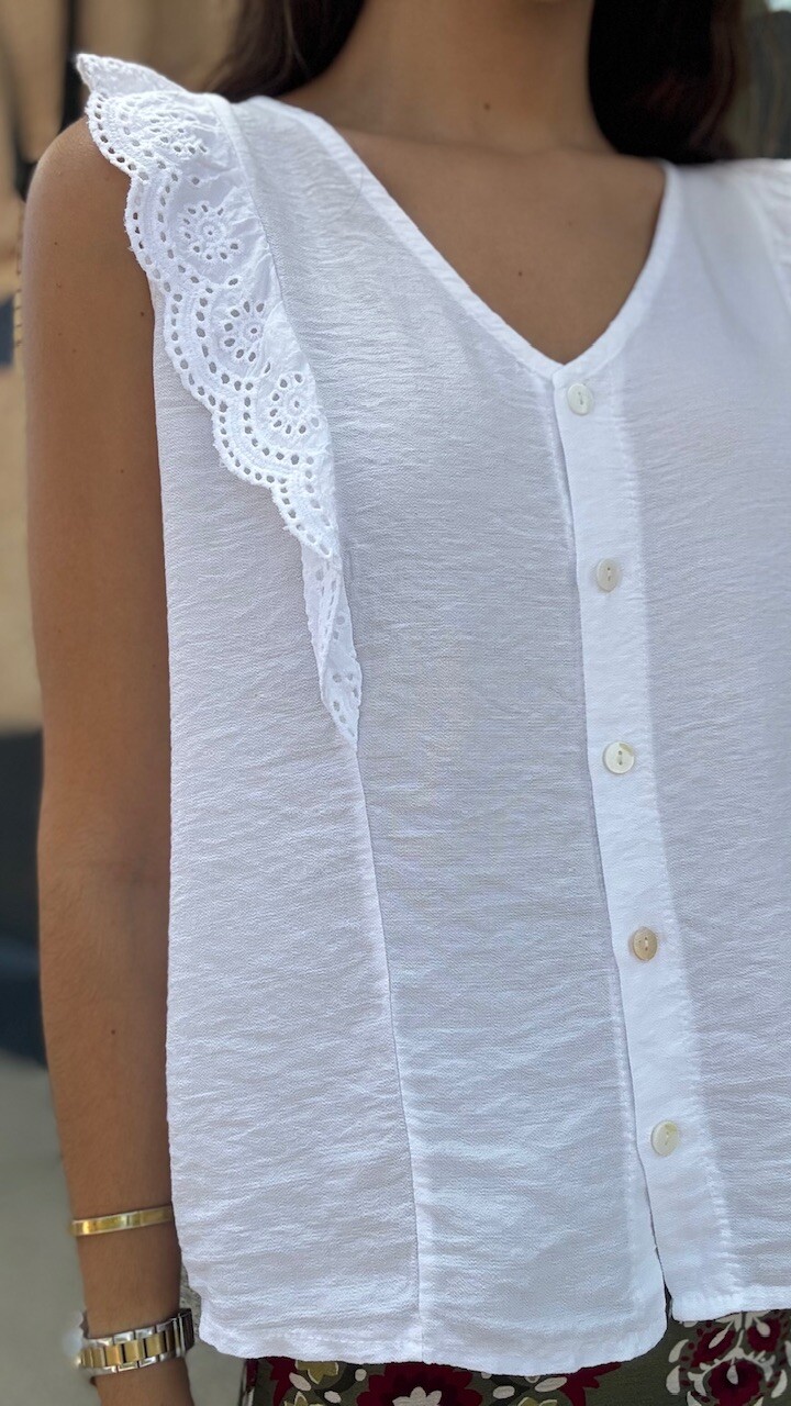 Blusa Detalle Bordado Blanca - Imagen 6