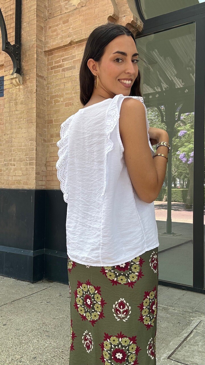 Blusa Detalle Bordado Blanca - Imagen 7