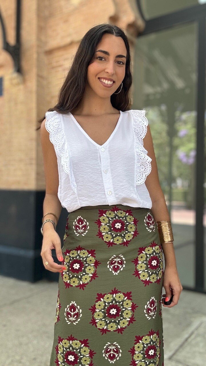 Blusa Detalle Bordado Blanca - Imagen 2
