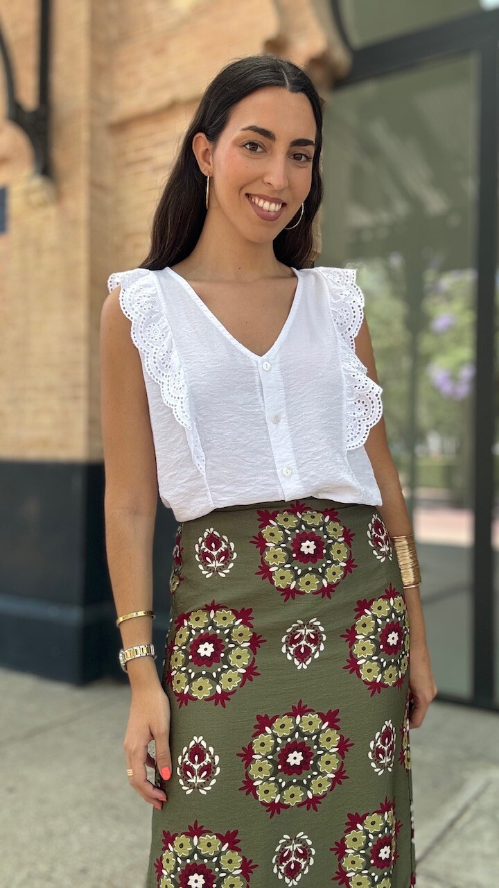 Blusa Detalle Bordado Blanca