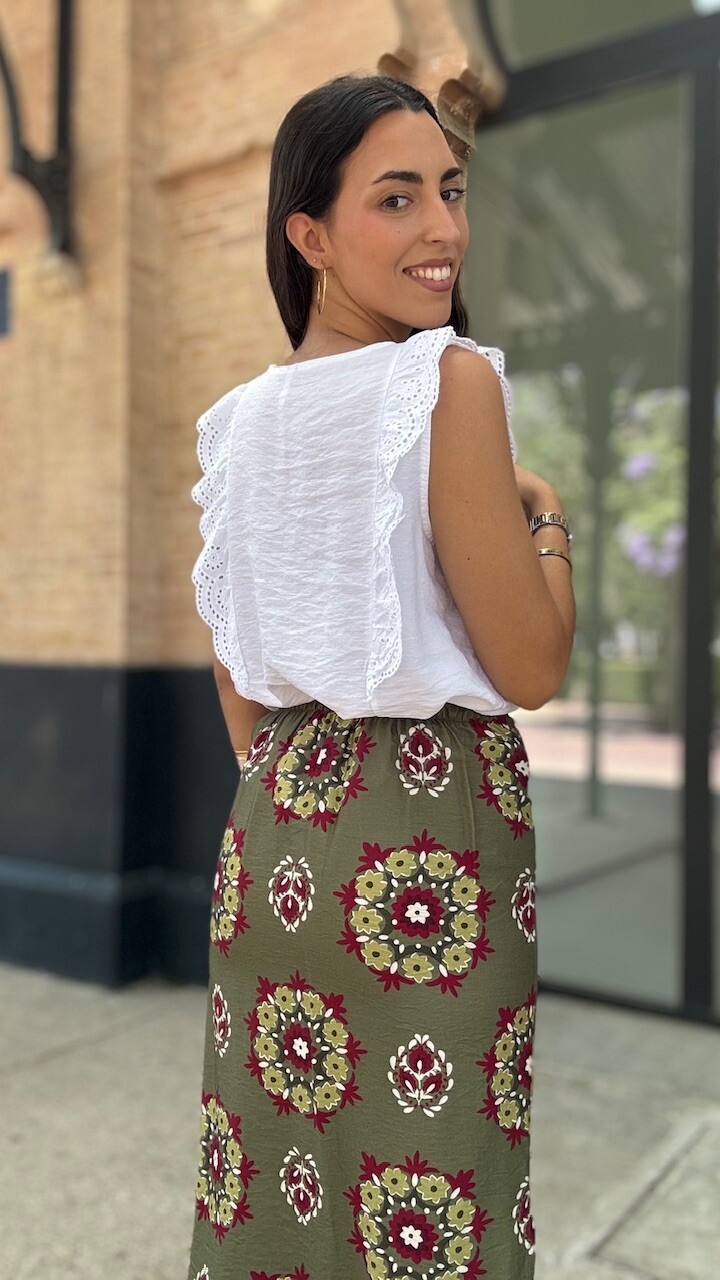 Blusa Detalle Bordado Blanca - Imagen 4