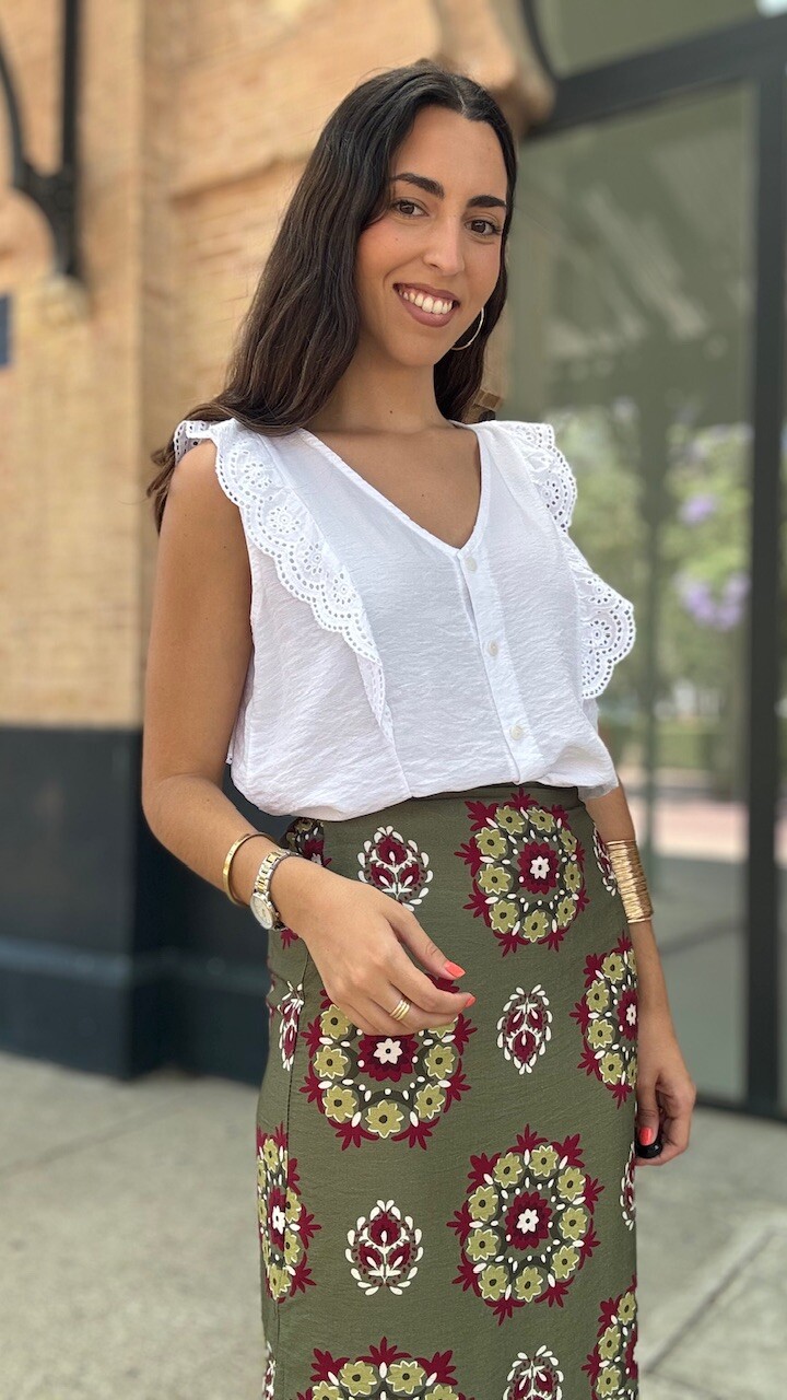 Blusa Detalle Bordado Blanca - Imagen 8