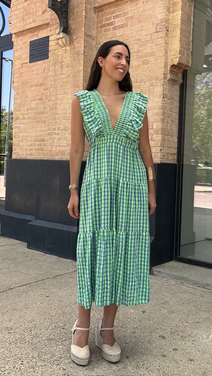 Vestido Vichy Flúor Escote Verde Lima - Imagen 7