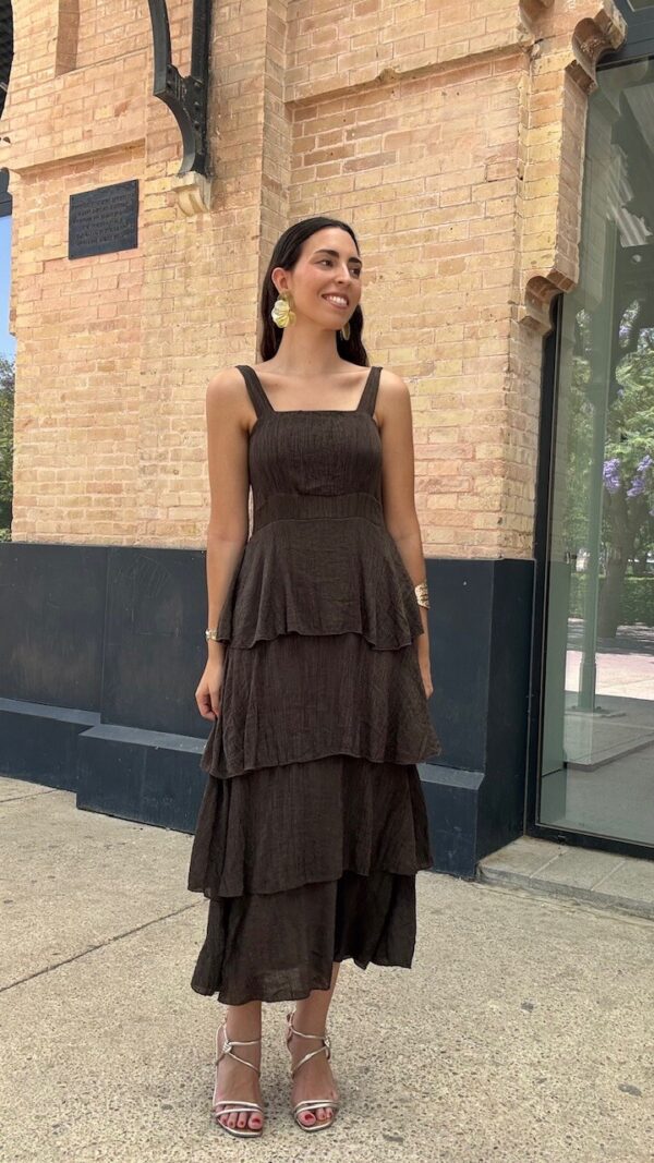 Vestido Acacia Volantes Marrón