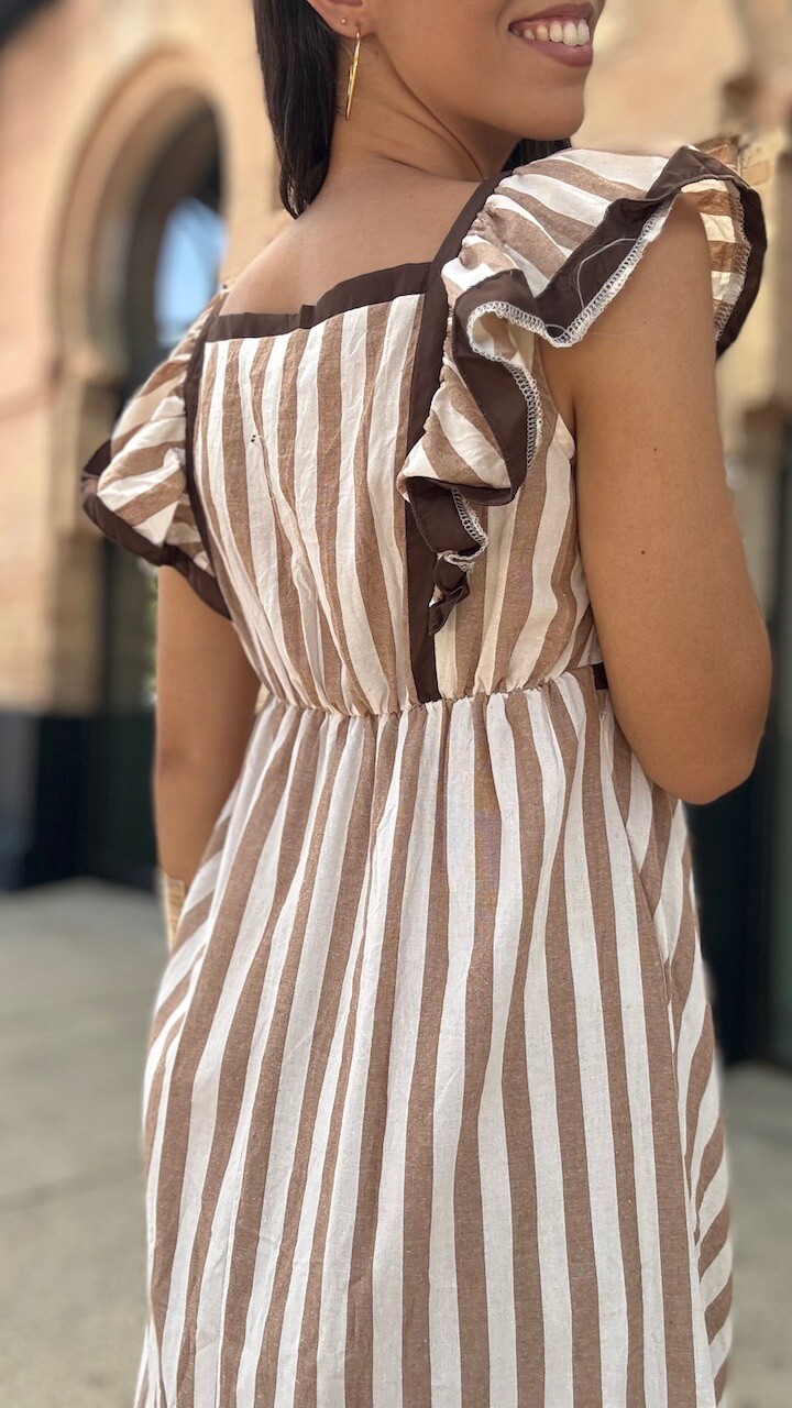 Vestido Lora Rayas Camel - Imagen 5