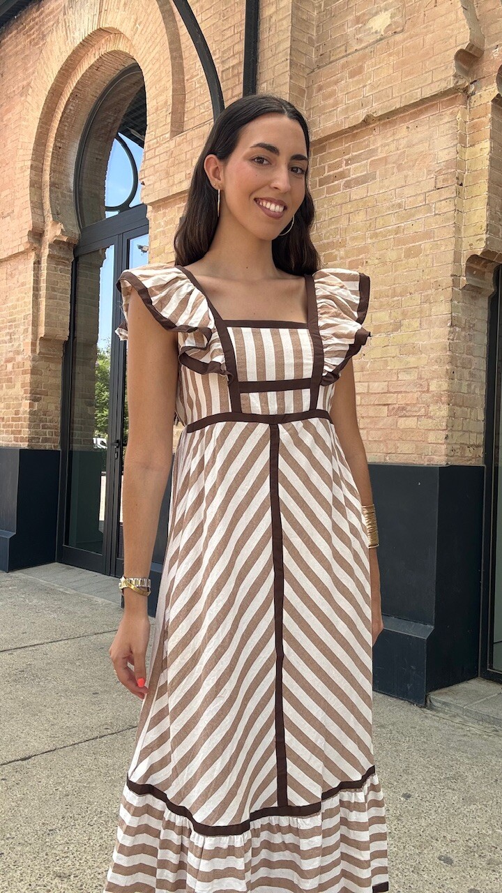 Vestido Lora Rayas Camel - Imagen 2