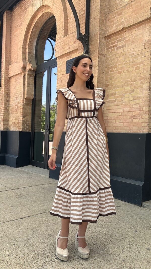 Vestido Lora Rayas Camel
