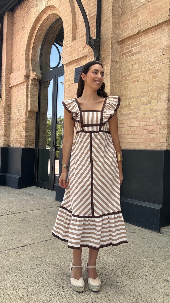 Vestido Lora Rayas Camel - Imagen 4