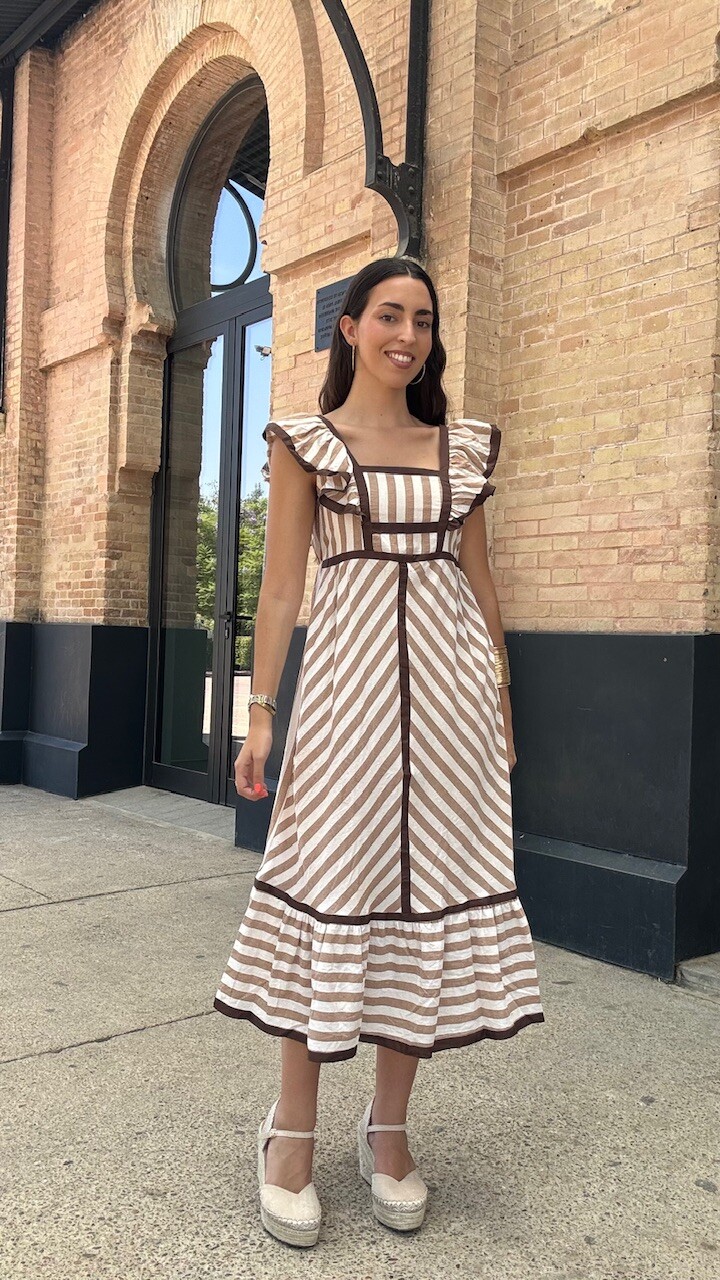 Vestido Lora Rayas Camel - Imagen 6