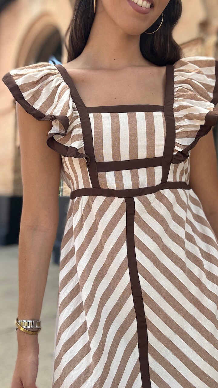 Vestido Lora Rayas Camel - Imagen 7