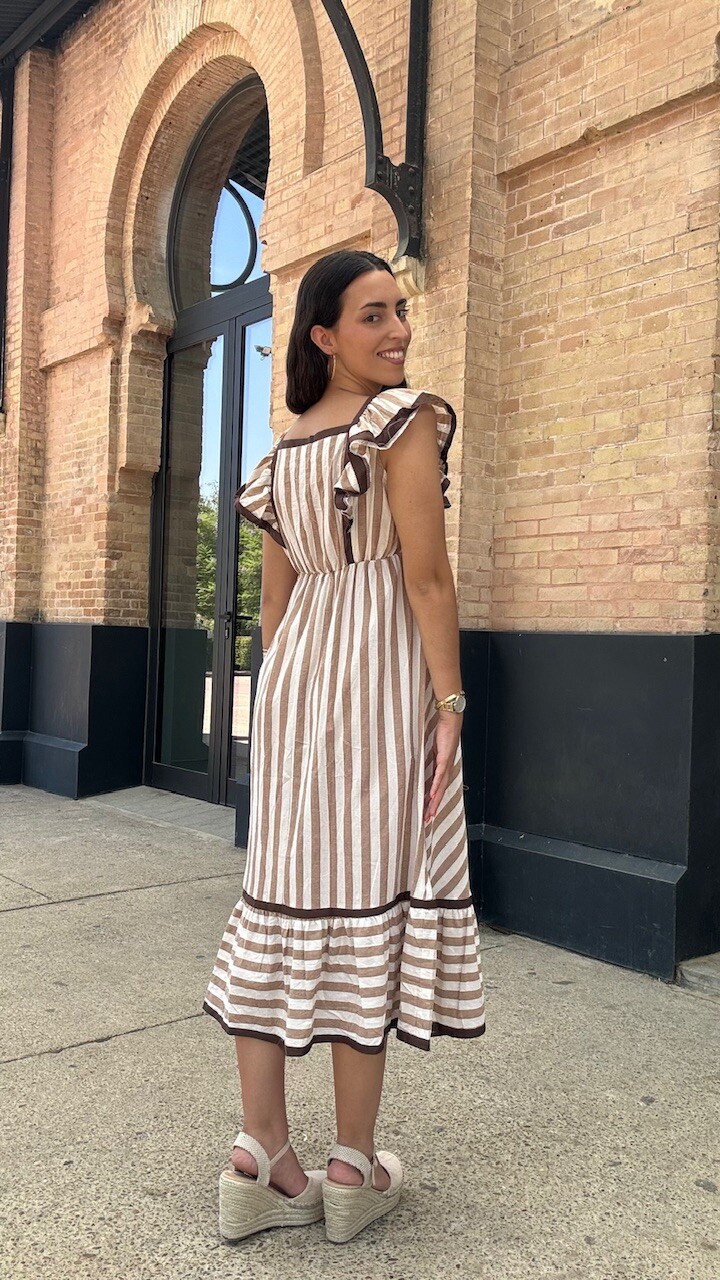 Vestido Lora Rayas Camel - Imagen 3