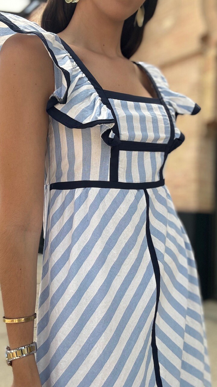 Vestido Lora Rayas Celeste - Imagen 3