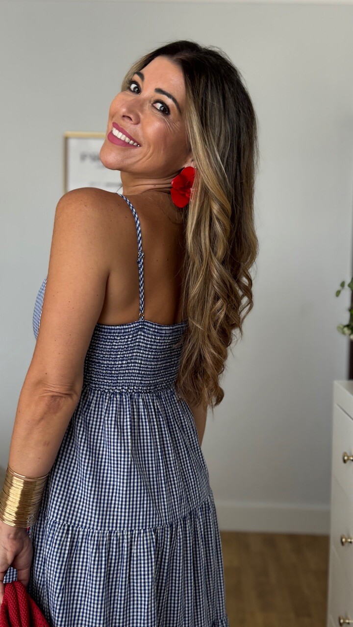 Vestido Vichy Langosta Azul - Imagen 4