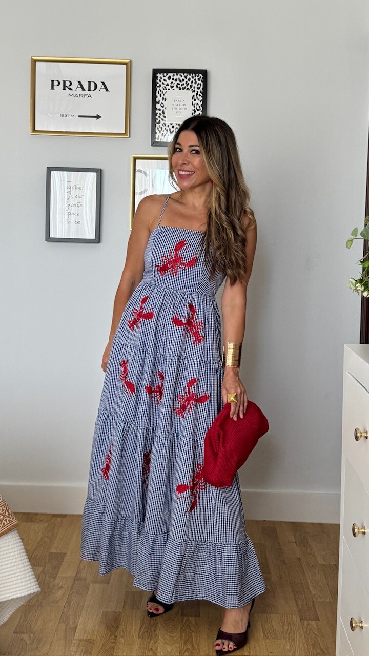 Vestido Vichy Langosta Azul - Imagen 2