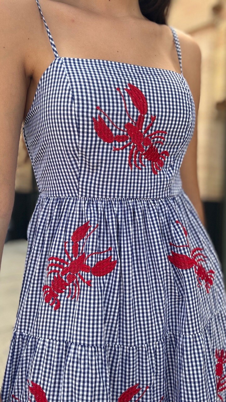 Vestido Vichy Langosta Azul - Imagen 8