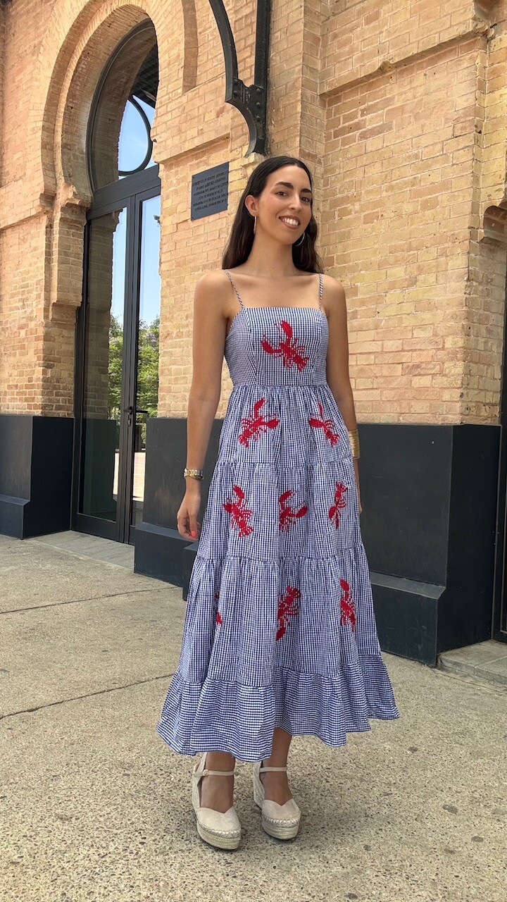 Vestido Vichy Langosta Azul - Imagen 7