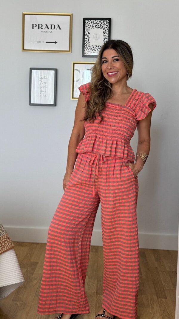 Pantalón Vichy Flúor Coral