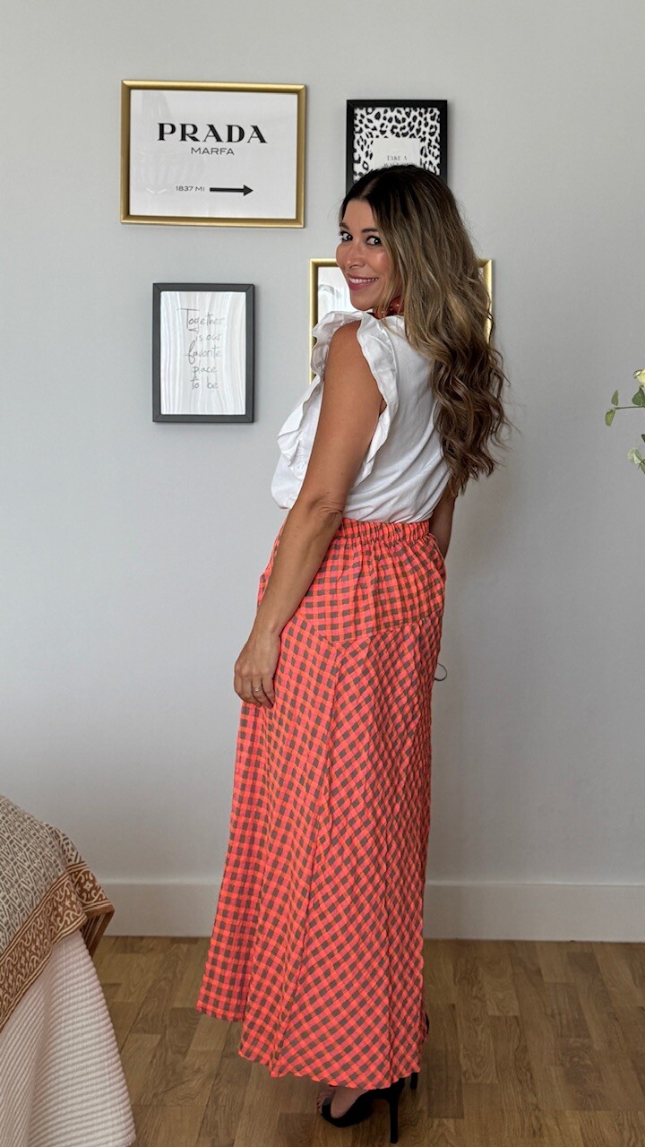 Falda Vichy Flúor Coral - Imagen 3