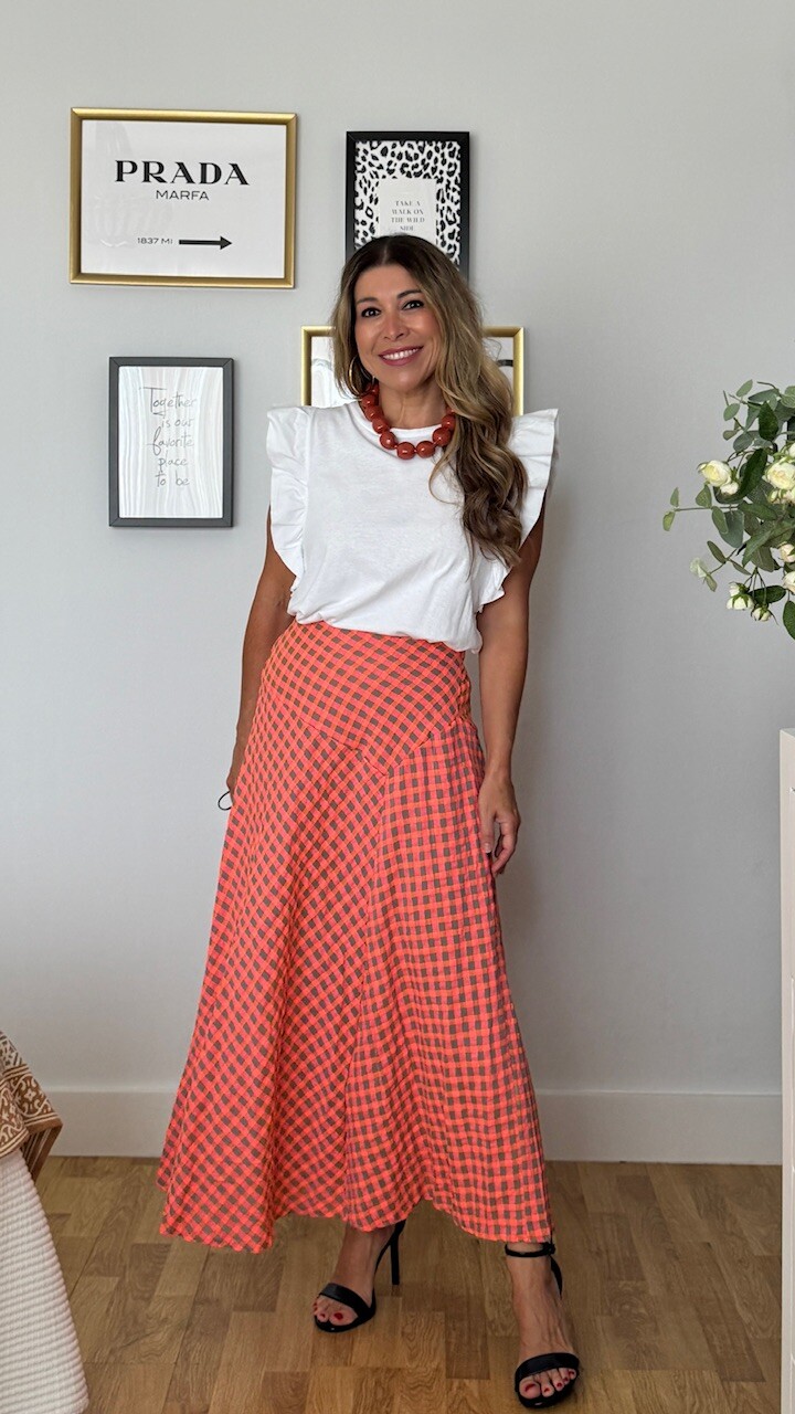 Falda Vichy Flúor Coral