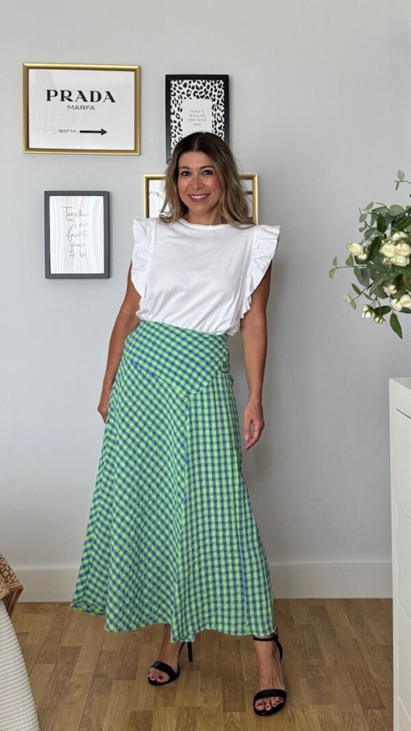 Falda Vichy Flúor Verde Lima