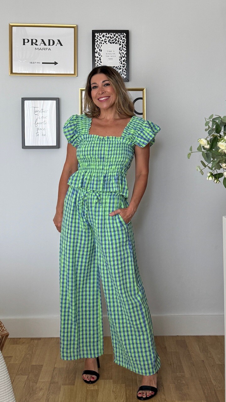 Pantalón Vichy Flúor Verde Lima - Imagen 6