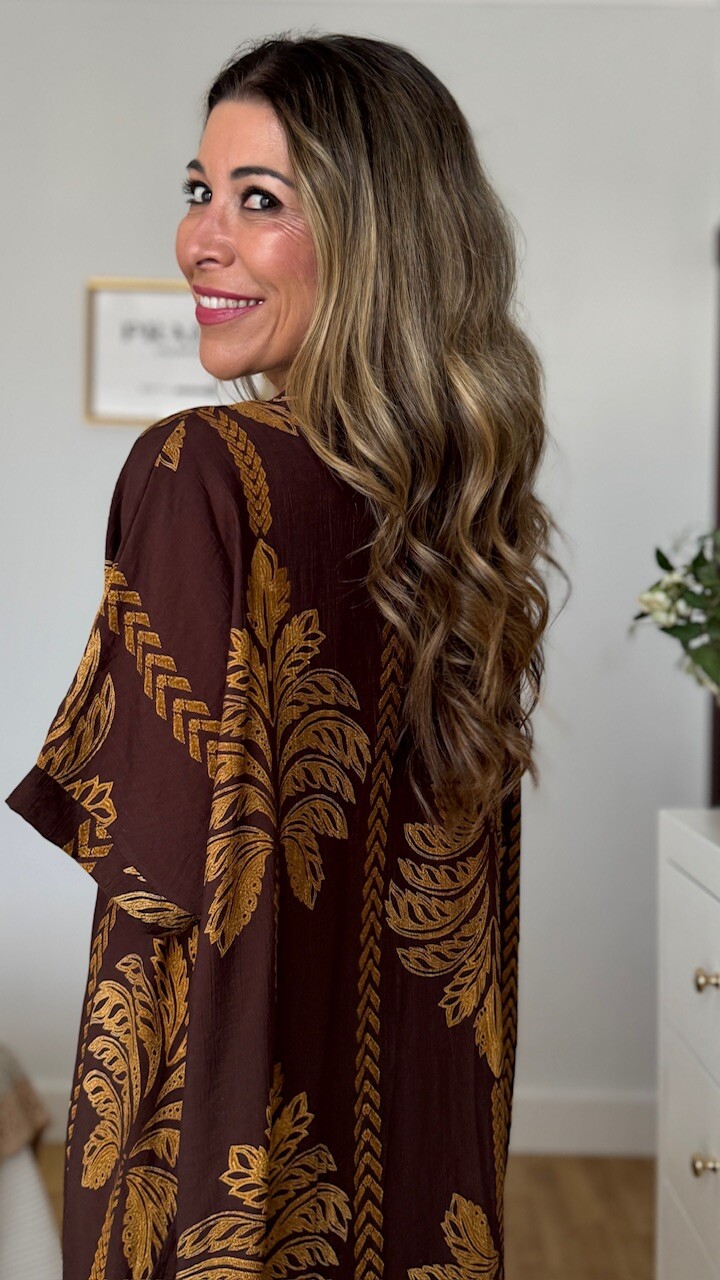 Vestido Túnica Palmeras Marrón - Imagen 8