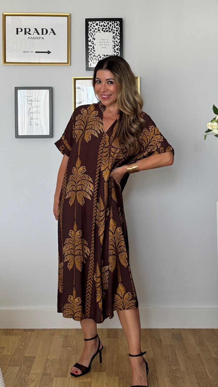 Vestido Túnica Palmeras Marrón