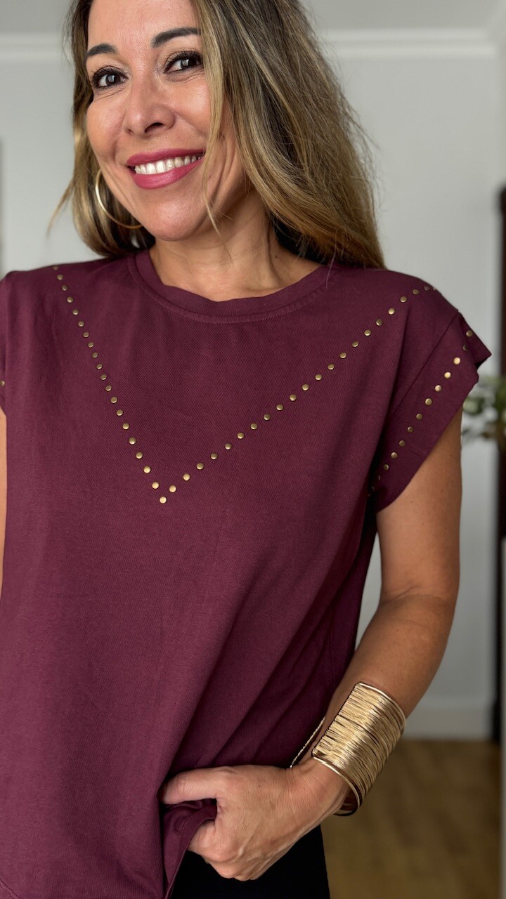 Camiseta Tachas Aurora Berenjena - Imagen 5