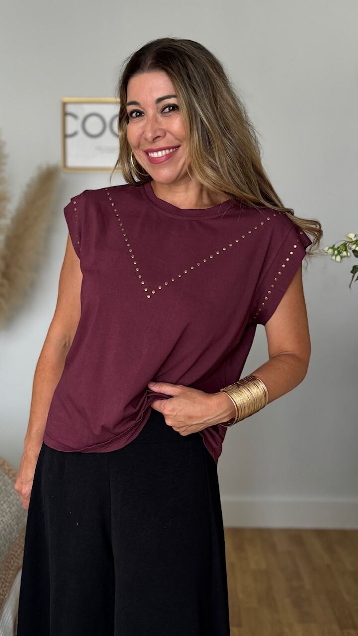 Camiseta Tachas Aurora Berenjena - Imagen 3