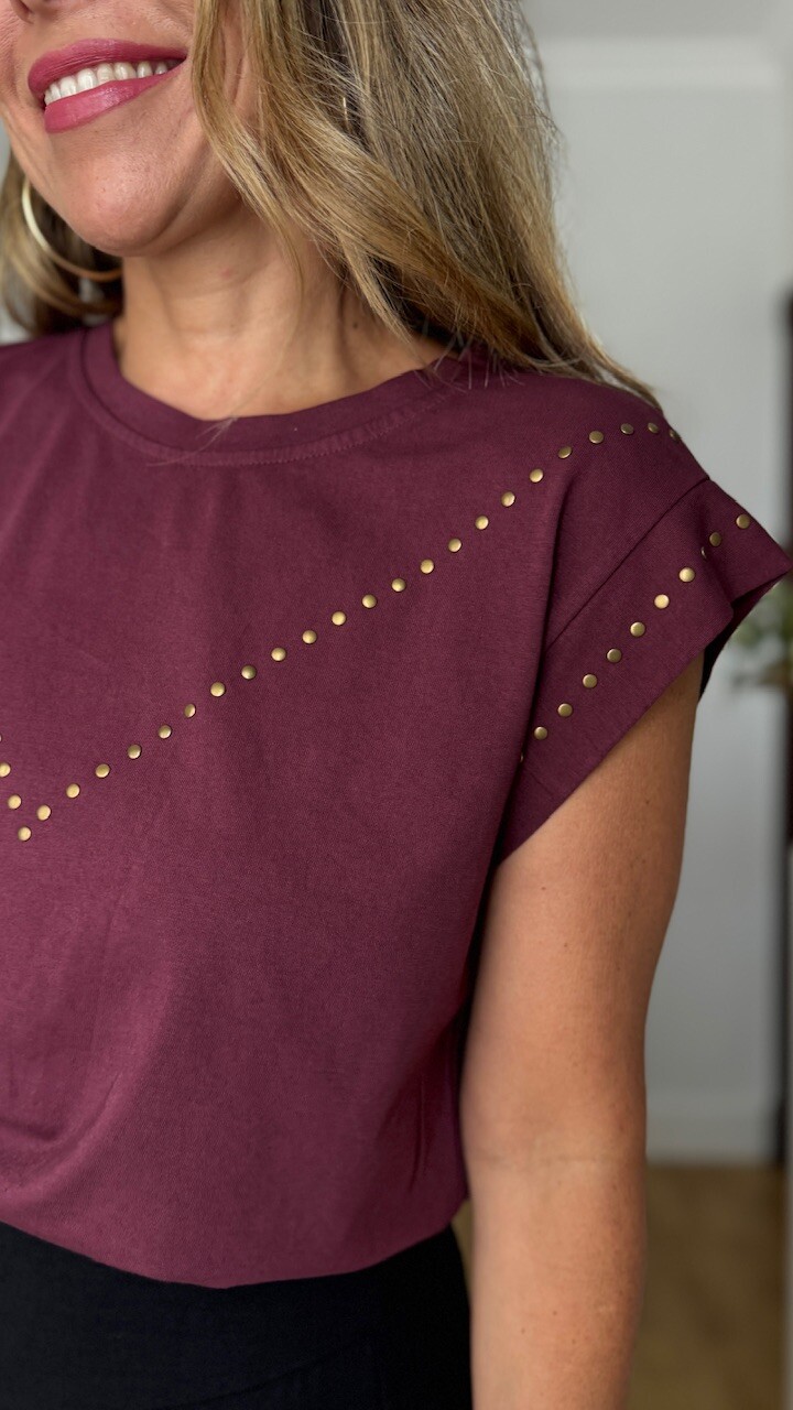 Camiseta Tachas Aurora Berenjena - Imagen 7