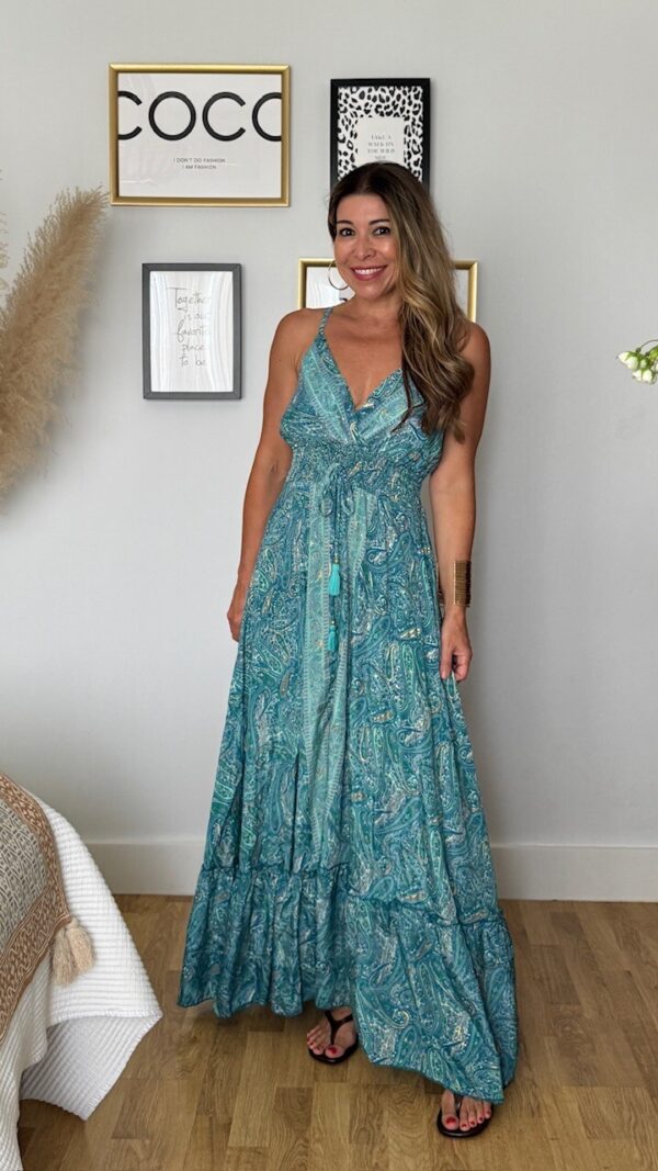 Vestidos Seda Turquesa