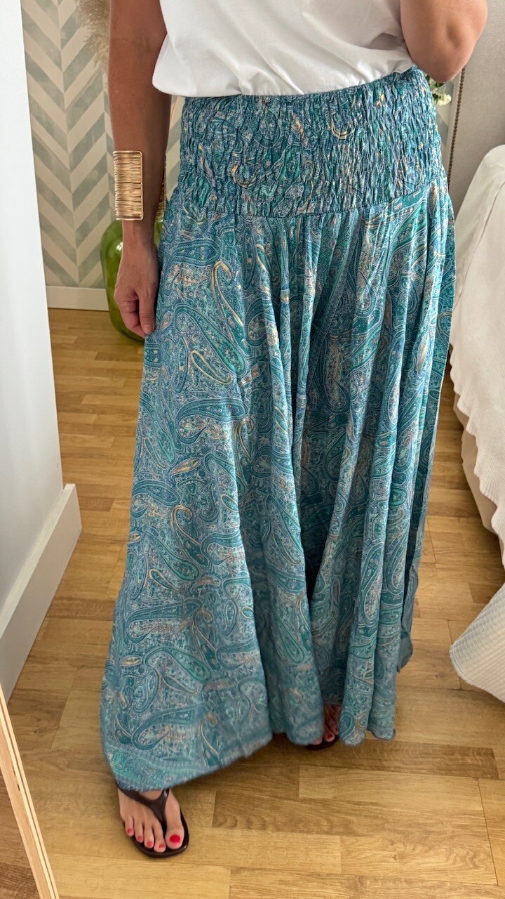 Pantalón Seda Caños Turquesa - Imagen 2