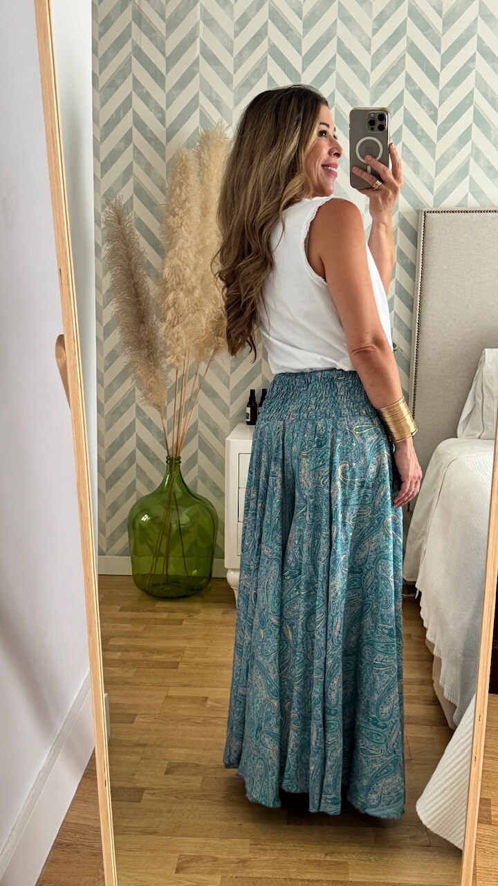 Pantalón Seda Caños Turquesa - Imagen 3