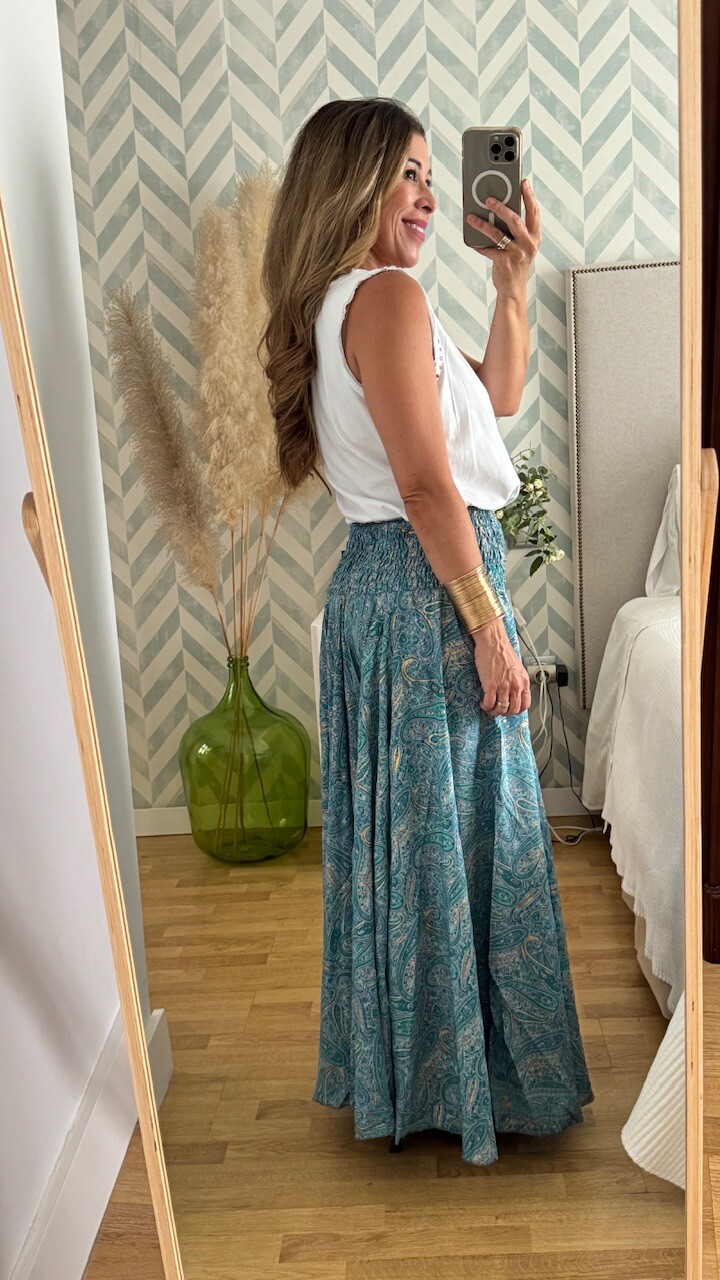 Pantalón Seda Caños Turquesa - Imagen 8