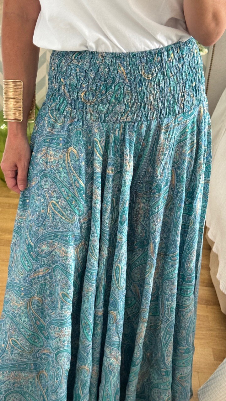 Pantalón Seda Caños Turquesa - Imagen 7