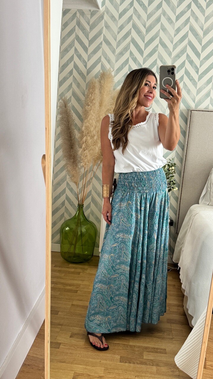 Pantalón Seda Caños Turquesa - Imagen 4