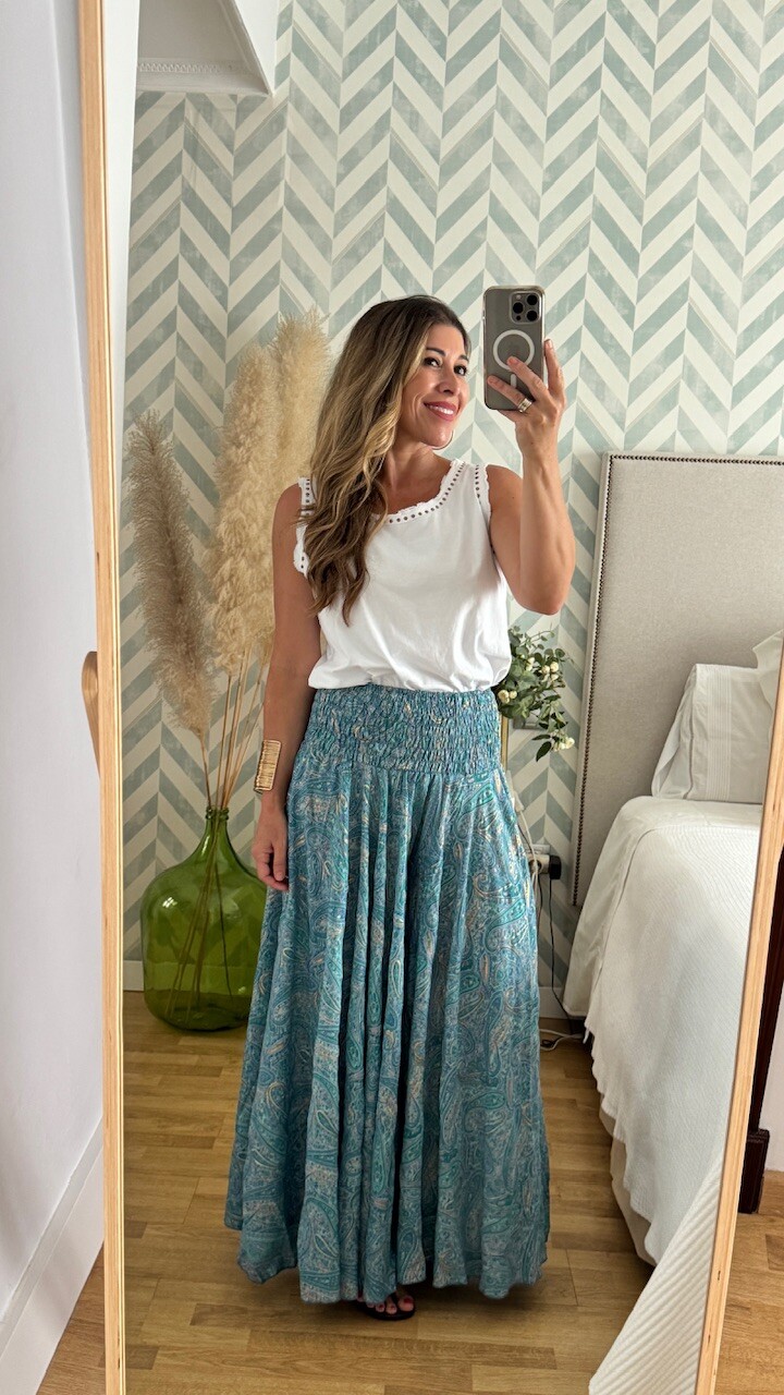 Pantalón Seda Caños Turquesa - Imagen 9