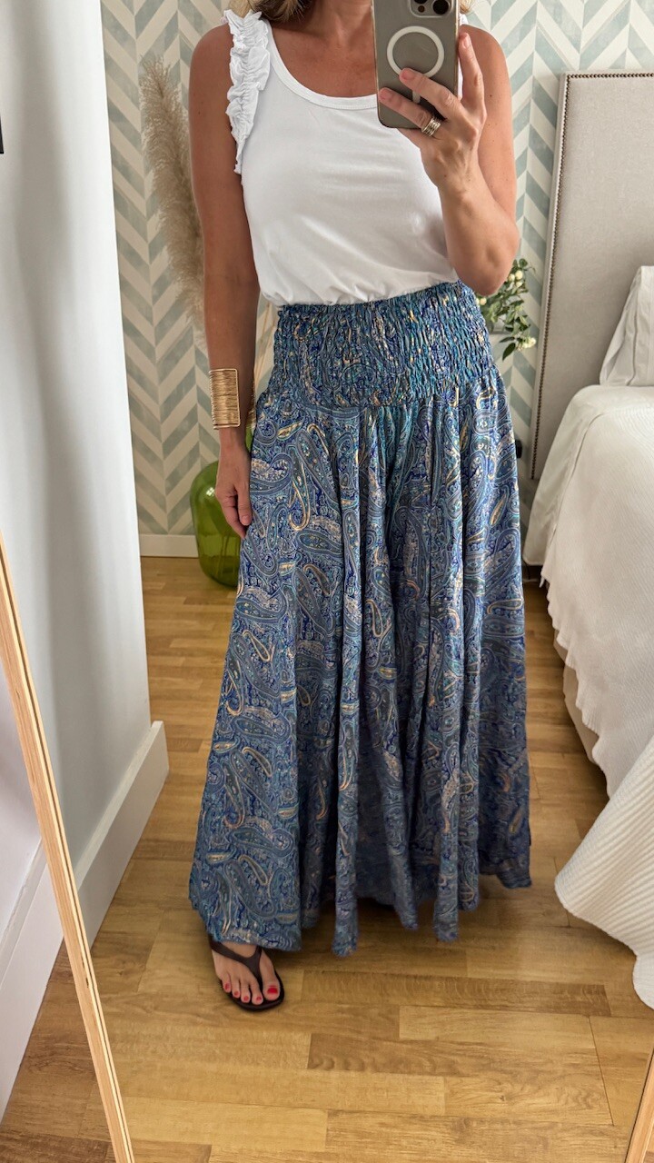Pantalón Seda Caños Azul - Imagen 2