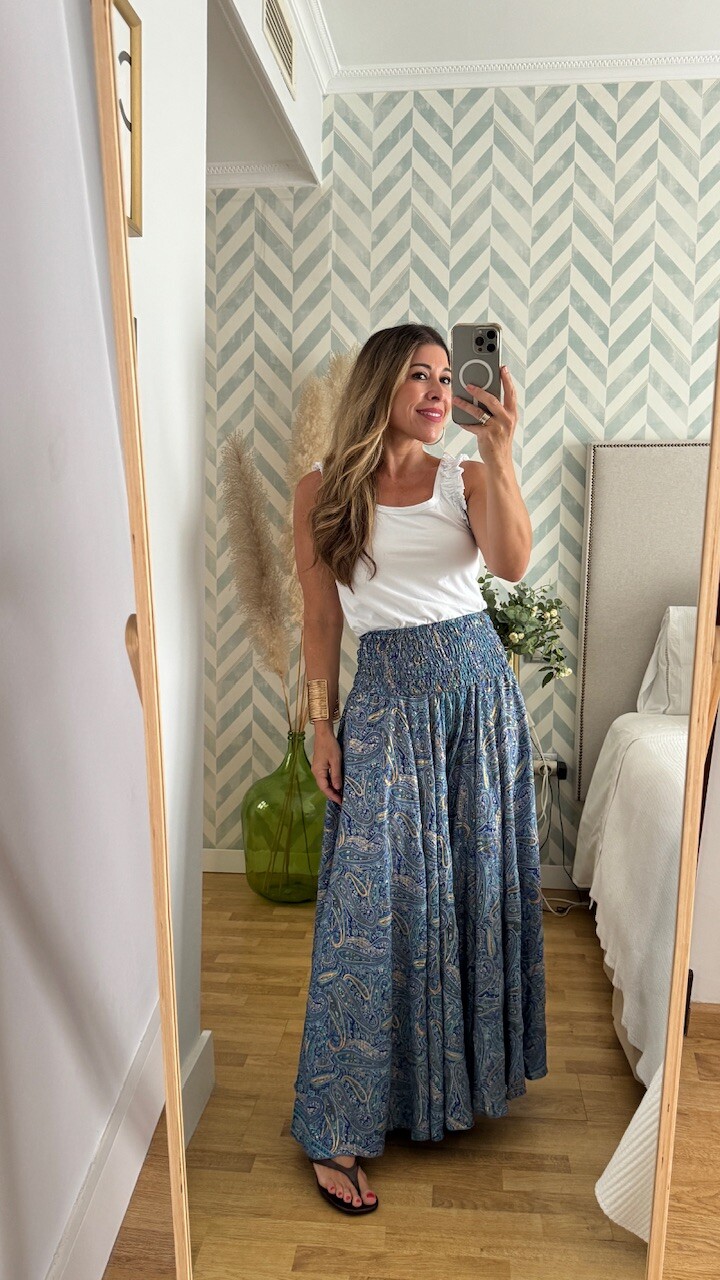 Pantalón Seda Caños Azul - Imagen 4