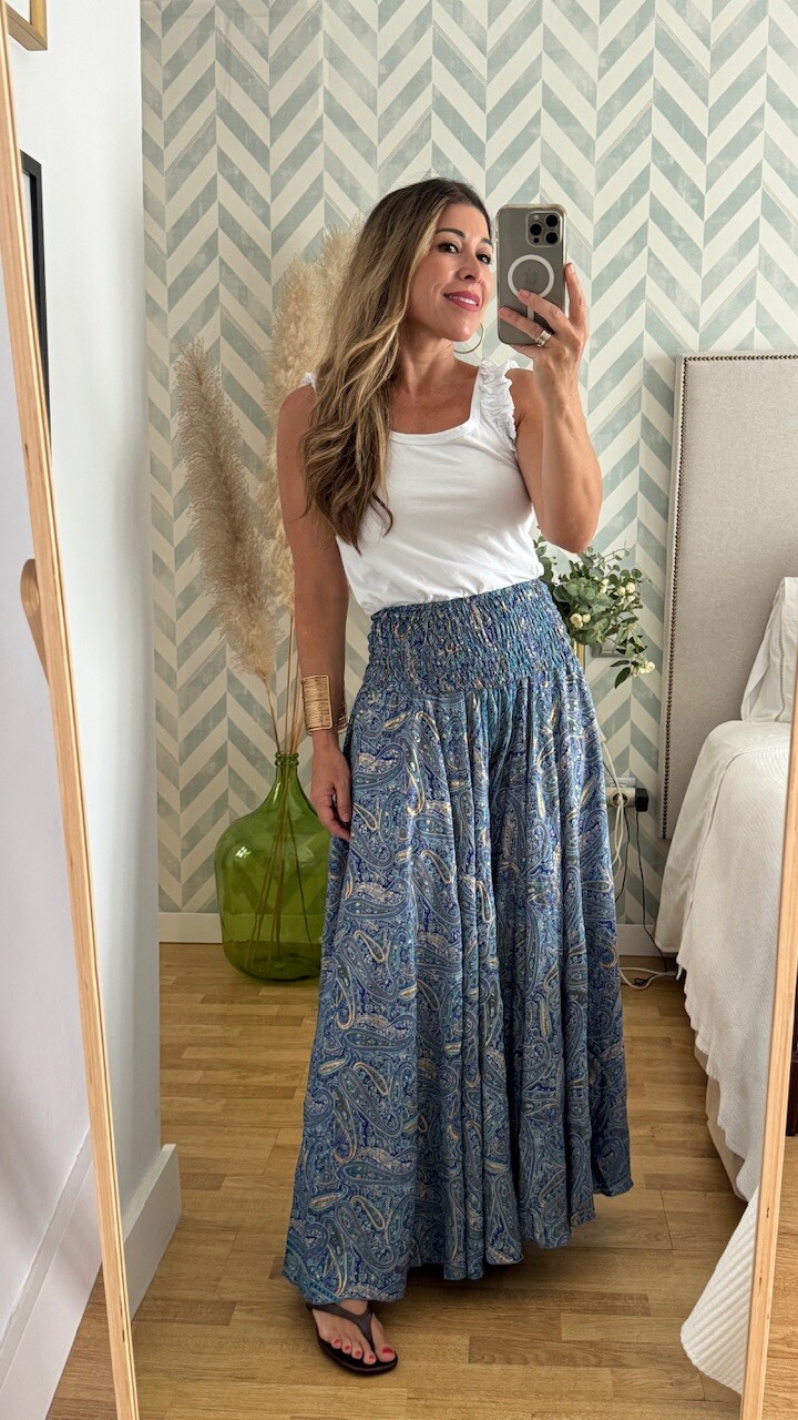 Pantalón Seda Caños Azul - Imagen 5