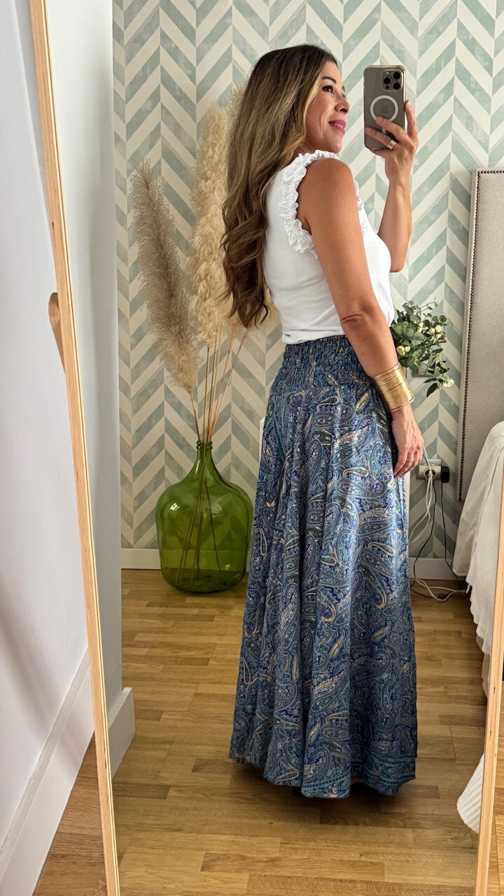Pantalón Seda Caños Azul - Imagen 7