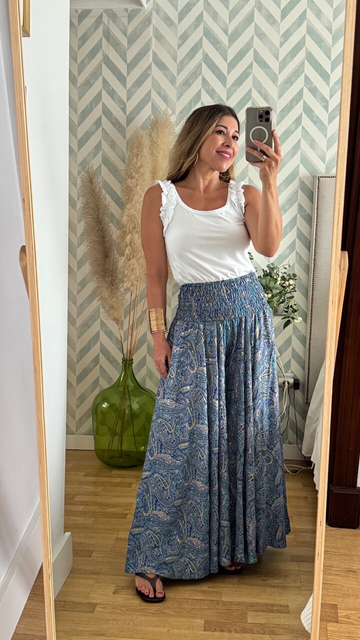 Pantalón Seda Caños Azul - Imagen 9