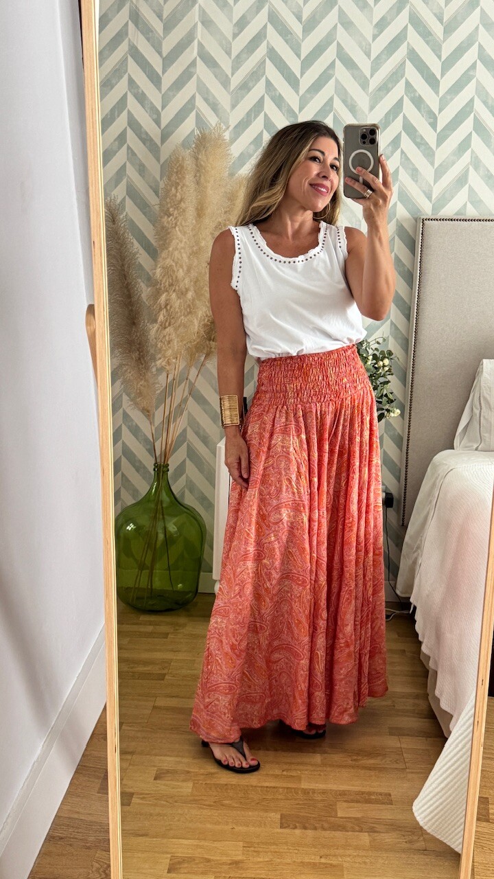 Pantalón Seda Caños Coral - Imagen 5